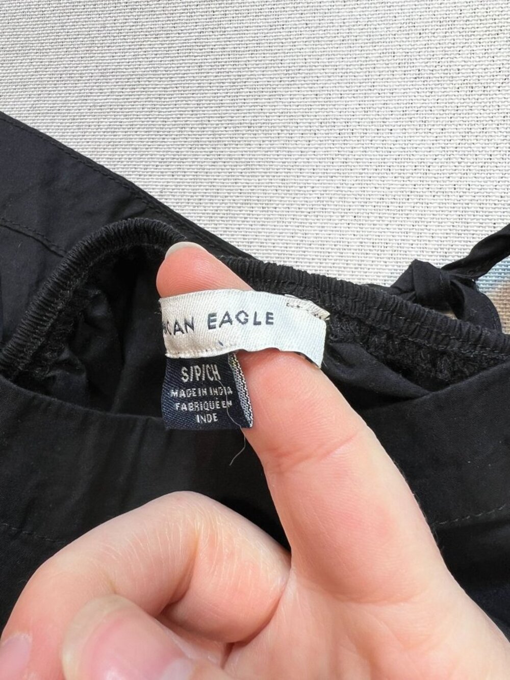 American Eagle Women's Poplin Babydoll Mini Dress Puff Sleeve Size Small Black - Picture 4 of 9